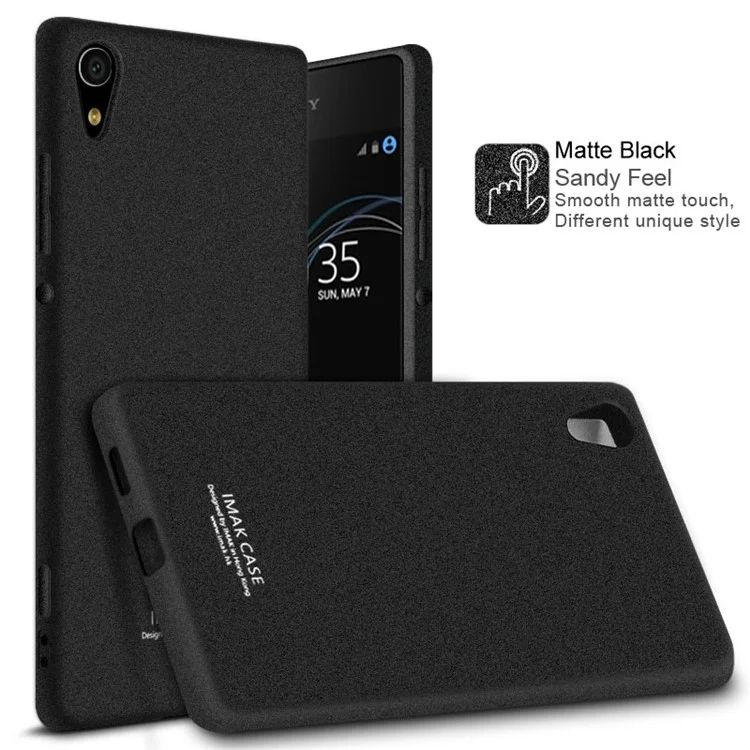 IMAK Matte Finish TPU Soft Phone Case + TPU Explosion-proof Screen Protector Film for Sony Xperia XA1 - Matte Black