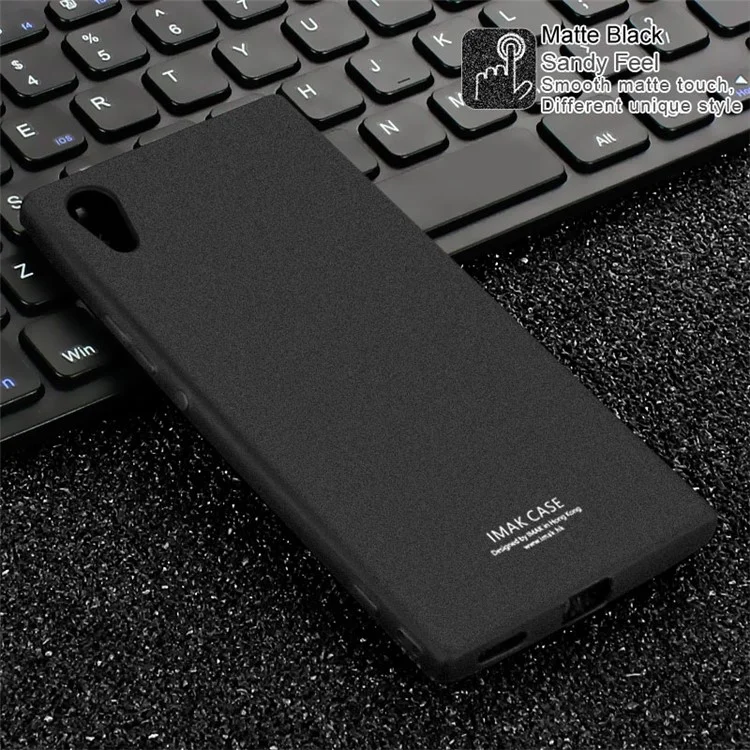 IMAK Matte Finish TPU Soft Phone Case + TPU Explosion-proof Screen Protector Film for Sony Xperia XA1 - Matte Black