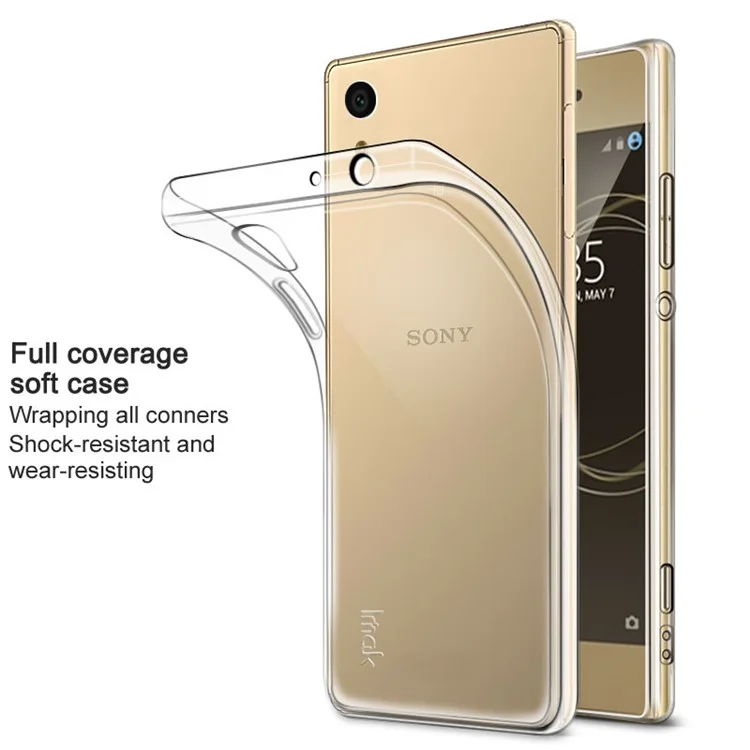 IMAK Clear TPU Soft Mobile Phone Case + TPU Explosion-proof Screen Protector Film for Sony Xperia XA1 - Transparent