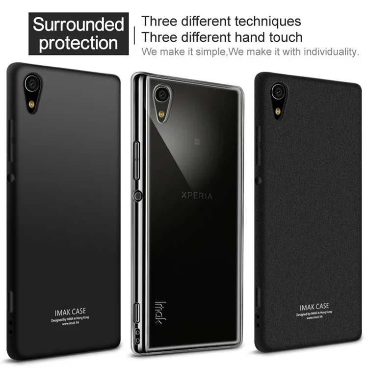 IMAK Clear TPU Soft Mobile Phone Case + TPU Explosion-proof Screen Protector Film for Sony Xperia XA1 - Transparent