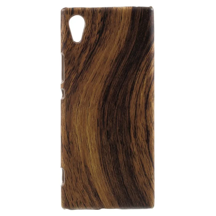 PU Leather Coated Hard PC Back Case Accessory for Sony Xperia XA1 - Brown Wood Pattern