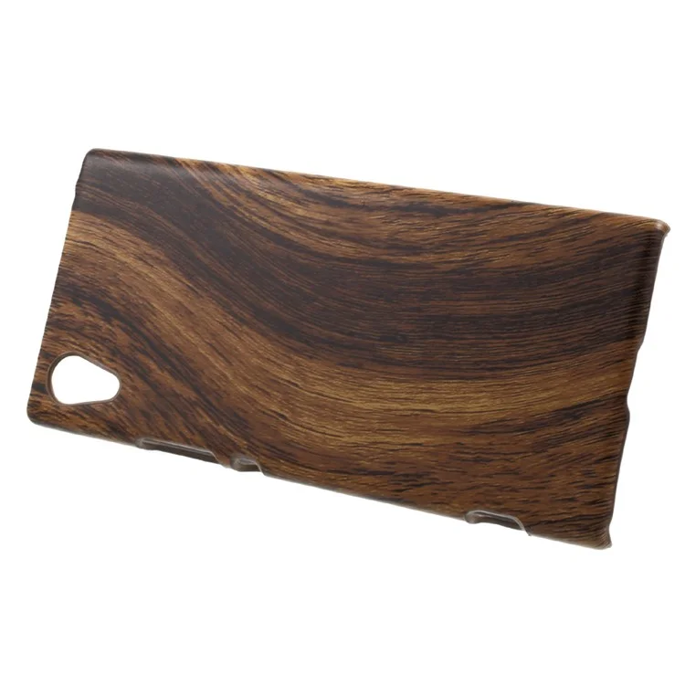 PU Leather Coated Hard PC Back Case Accessory for Sony Xperia XA1 - Brown Wood Pattern