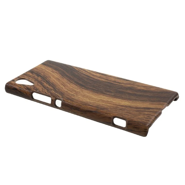 PU Leather Coated Hard PC Back Case Accessory for Sony Xperia XA1 - Brown Wood Pattern