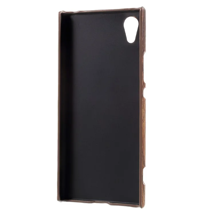 PU Leather Coated Hard PC Back Case Accessory for Sony Xperia XA1 - Brown Wood Pattern