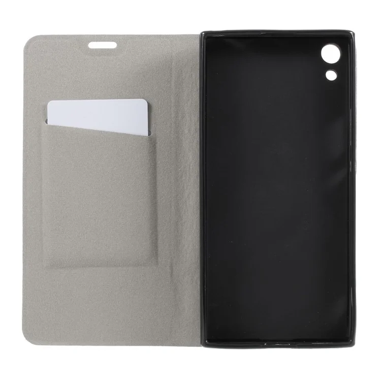 Cross Texture Leather Card Holder Cover Built-in Steel Sheet for Sony Xperia XA1 Ultra - Black