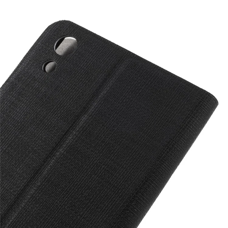 Cross Texture Leather Card Holder Cover Built-in Steel Sheet for Sony Xperia XA1 Ultra - Black