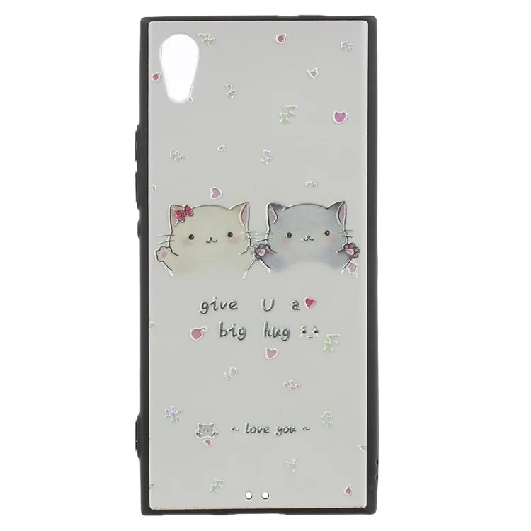 Embossed Pattern TPU Protection Mobile Back Case for Sony Xperia XA1 - Two Lovely Cats