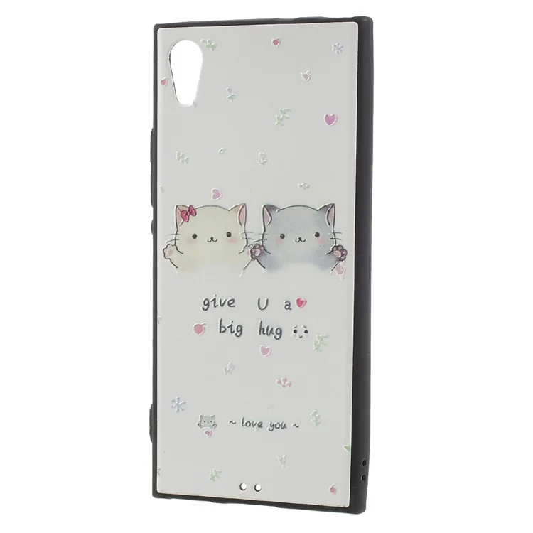 Embossed Pattern TPU Protection Mobile Back Case for Sony Xperia XA1 - Two Lovely Cats