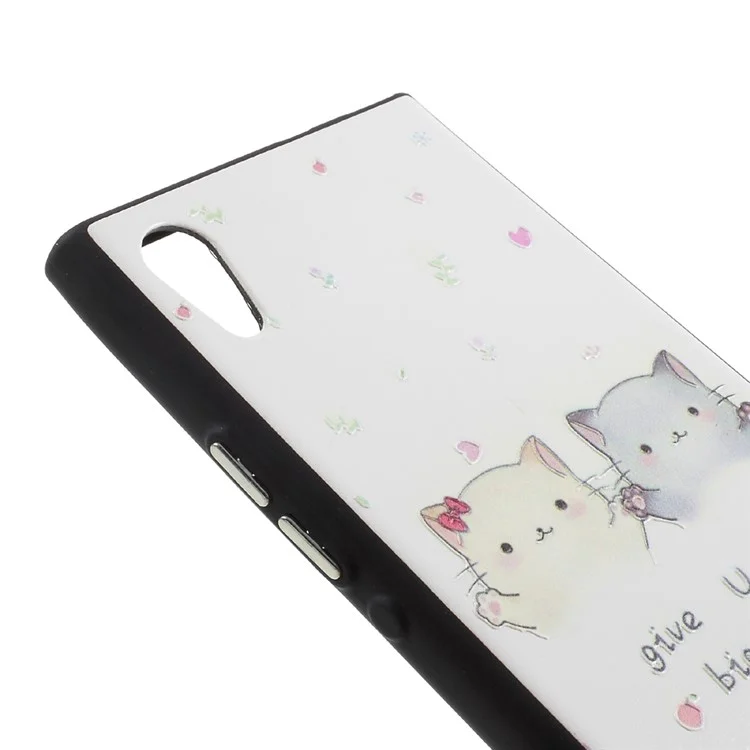 Embossed Pattern TPU Protection Mobile Back Case for Sony Xperia XA1 - Two Lovely Cats