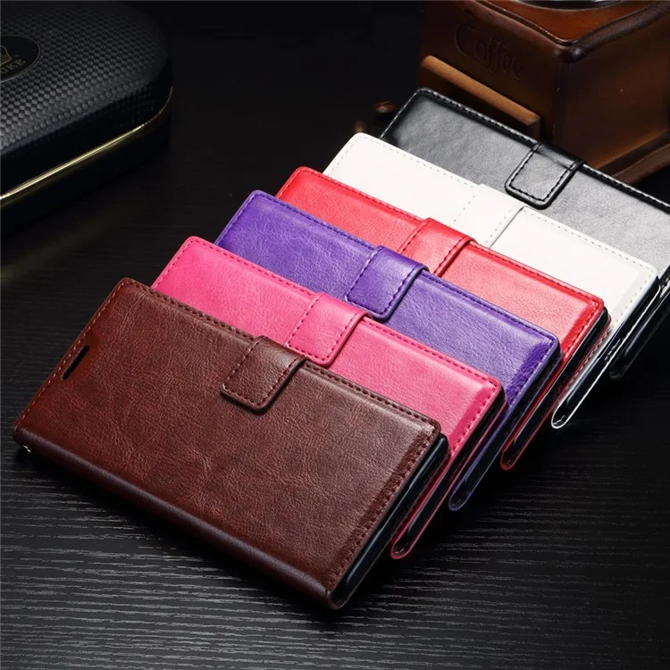 Crazy Horse Leather Wallet Mobile Phone Case Accessory for Sony Xperia L1 - Black