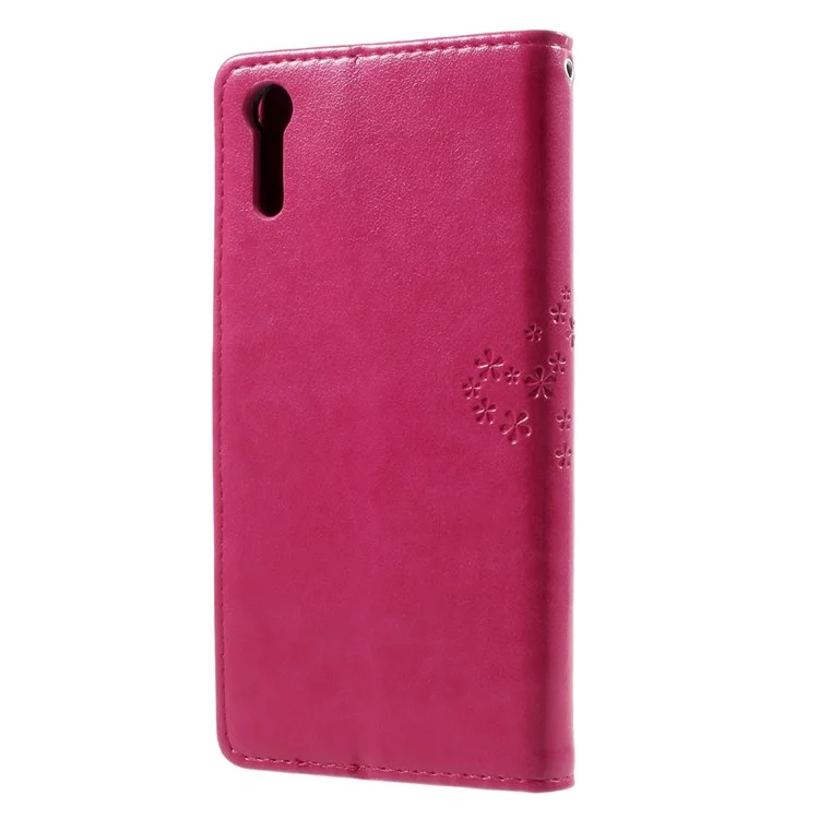 Imprint Tree Owl Magnetic Wallet Leather Stand Case for Sony Xperia XZ/Xperia XZs - Rose