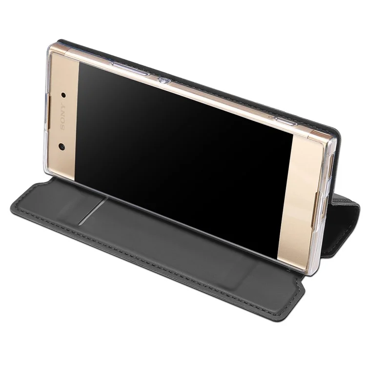 DUX DUCIS Skin Pro Series for Sony Xperia XA1 Business Leather Mobile Case Stand - Dark Grey