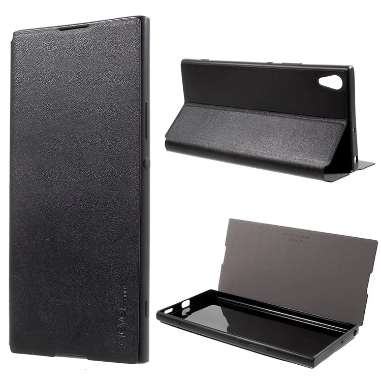X-LEVEL FIBCOLOR Series Leather Stand Protective Case for Sony Xperia XA1 Ultra - Black