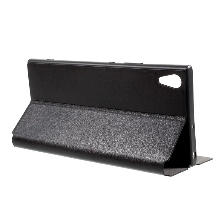 X-LEVEL FIBCOLOR Series Leather Stand Protective Case for Sony Xperia XA1 Ultra - Black