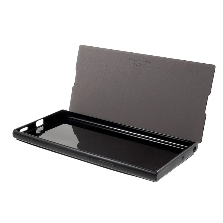 X-LEVEL FIBCOLOR Series Leather Stand Protective Case for Sony Xperia XA1 Ultra - Black