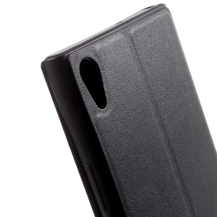 X-LEVEL FIBCOLOR Series Leather Stand Protective Case for Sony Xperia XA1 Ultra - Black
