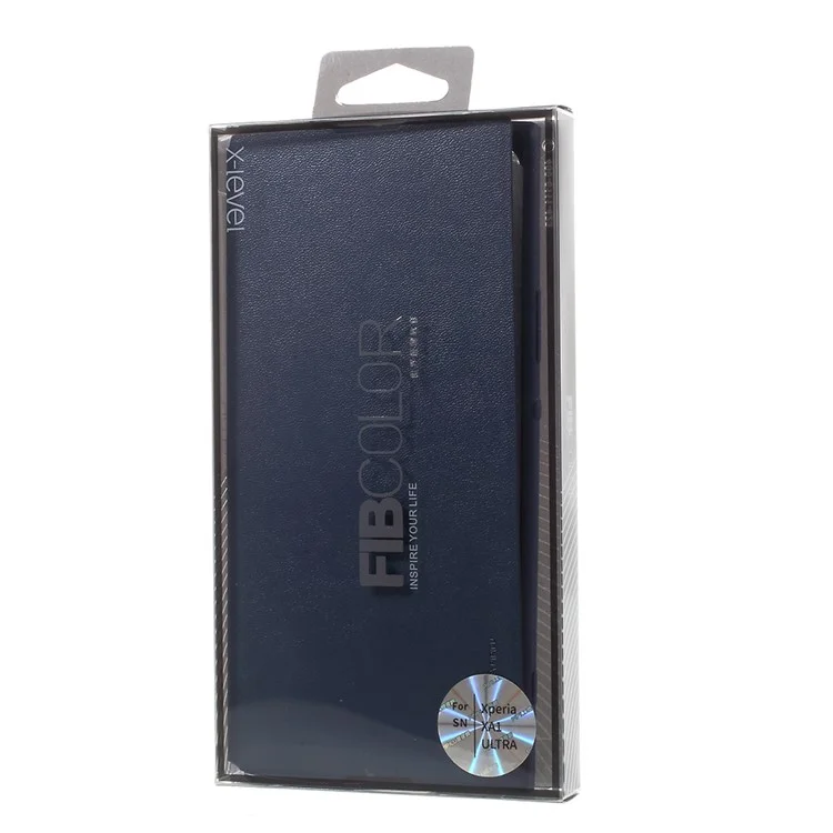 X-LEVEL FIBCOLOR Series for Sony Xperia XA1 Ultra Leather Stand Protective Case - Blue