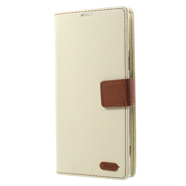 ROAR KOREA Twill Grain PU Leather Wallet Phone Cover for Sony Xperia XA1 Ultra - White