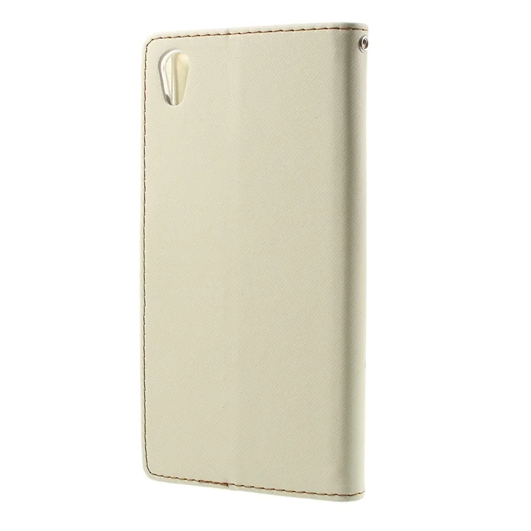 ROAR KOREA Twill Grain PU Leather Wallet Phone Cover for Sony Xperia XA1 Ultra - White