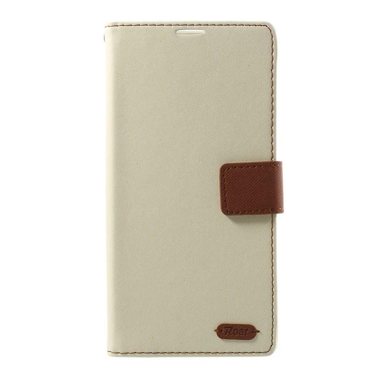 ROAR KOREA Twill Grain PU Leather Wallet Phone Cover for Sony Xperia XA1 Ultra - White