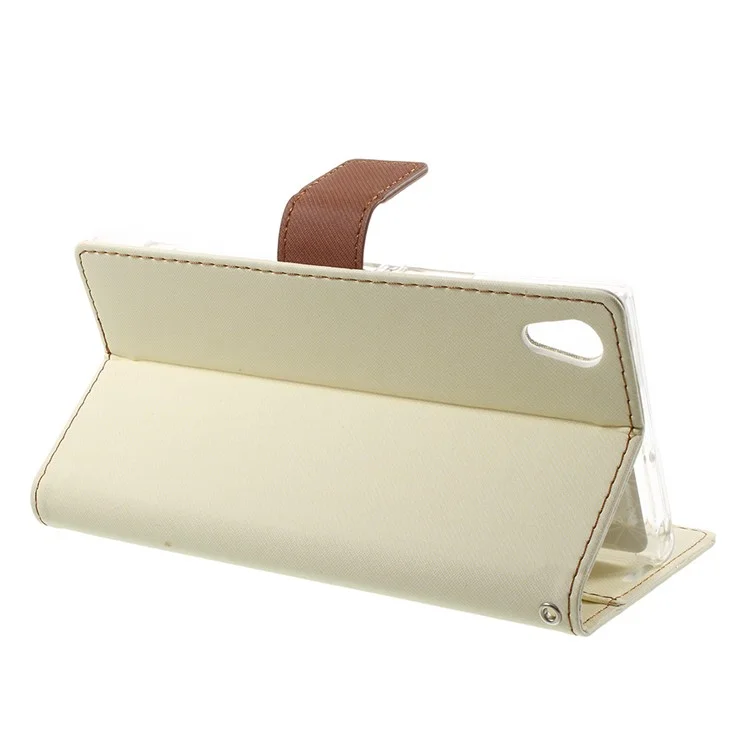 ROAR KOREA Twill Grain PU Leather Wallet Phone Cover for Sony Xperia XA1 Ultra - White