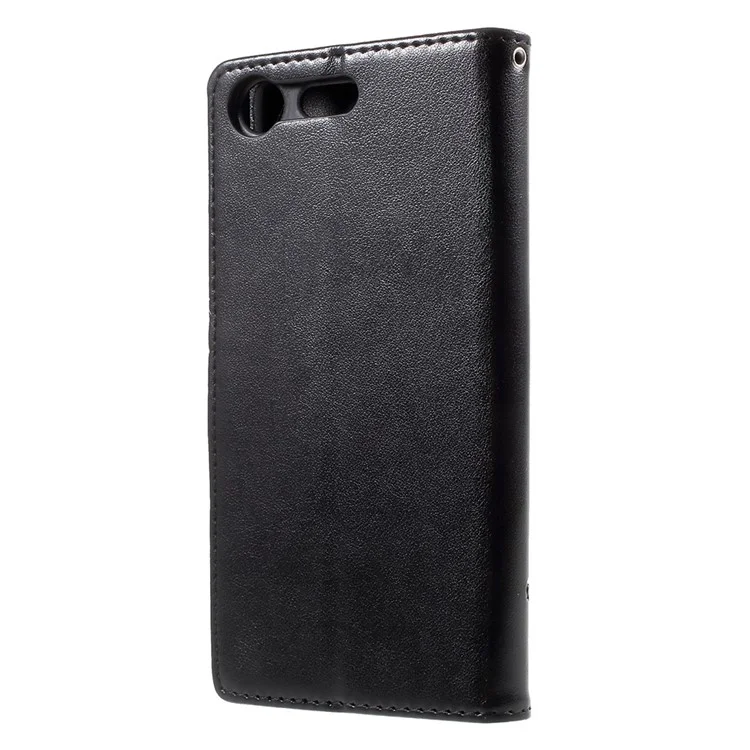 Imprint Butterfly Flower Magnetic Wallet PU Leather Stand Cover for Sony Xperia XZ Premium - Black
