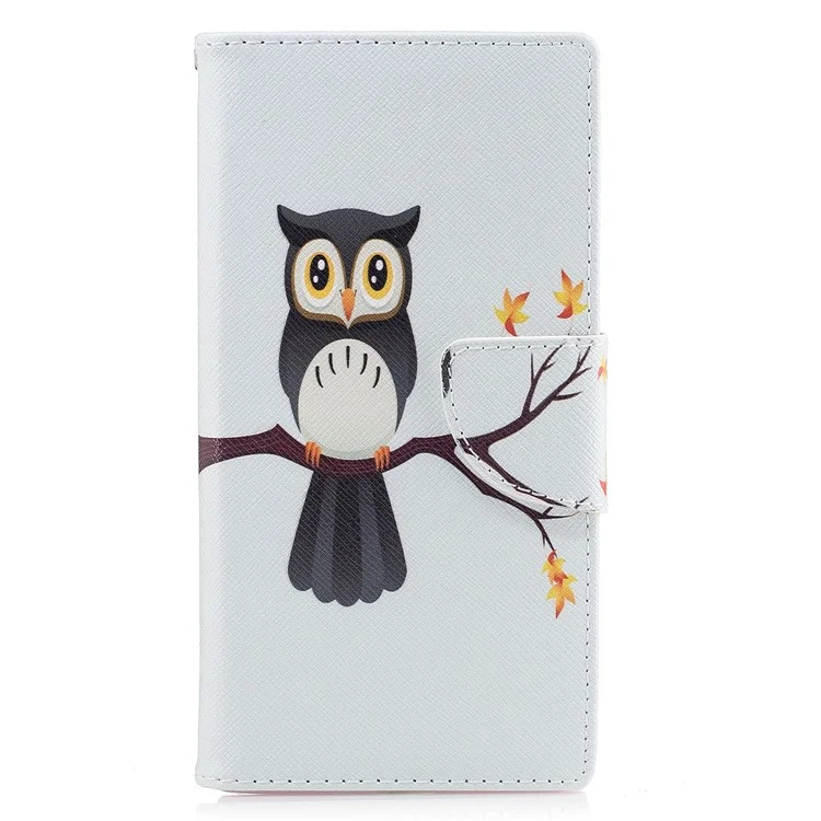 Pattern Printing Leather Wallet Cell Phone Case for Sony Xperia XZs / XZ - Owl