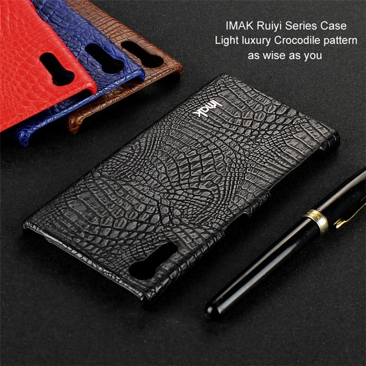 IMAK Ruiyi Series Crocodile Style Texture Leather Coated PC Phone Case for Sony Xperia XZs / XZ - Black