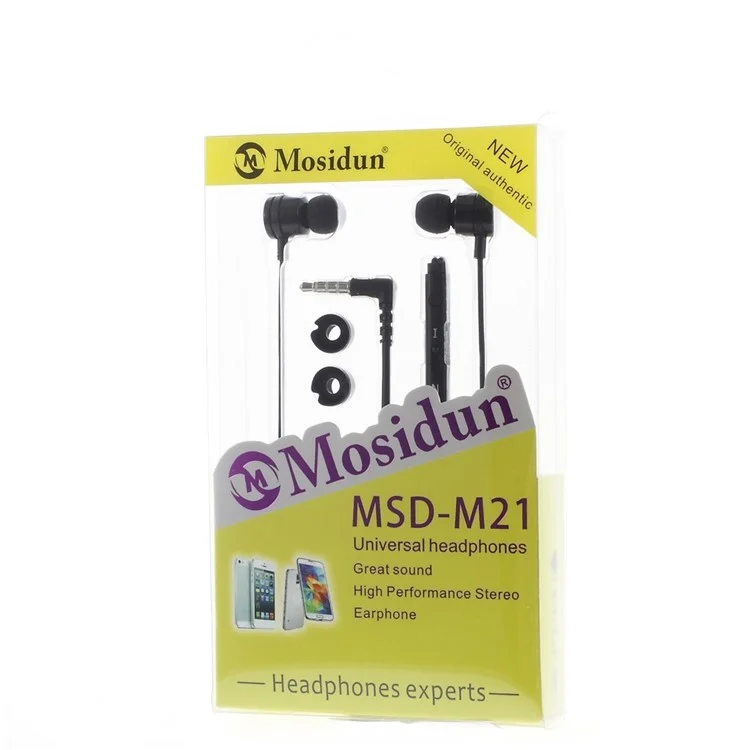 MOSIDUN M21 3.5mm In-ear Stereo Earphone Headset with Mic for iPhone - Black