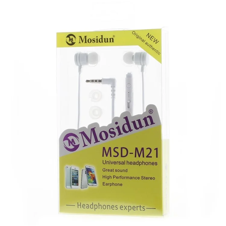 MOSIDUN M21 3.5mm In-ear Stereo Earbud Earphone with Mic for iPhone - White