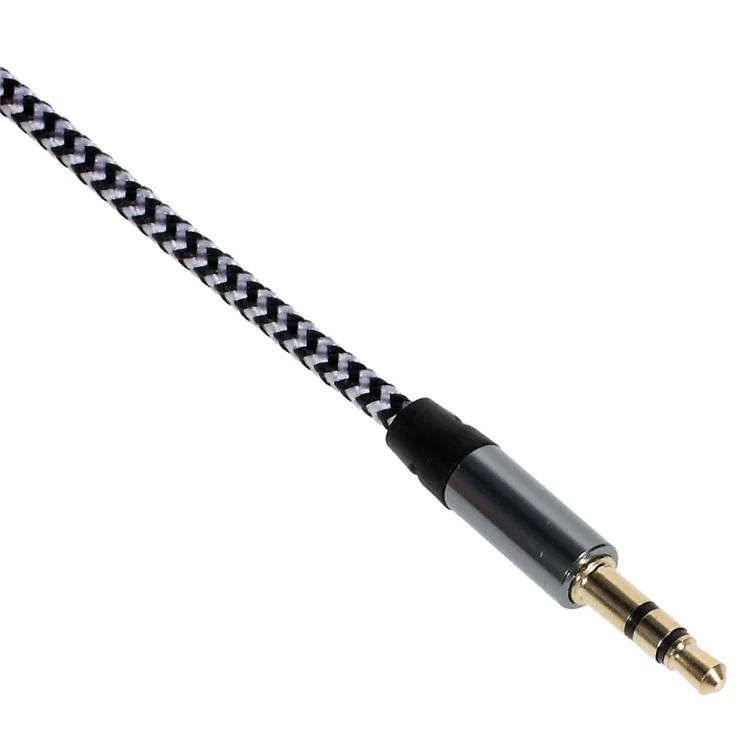 Nylon Woven de 3.5 mm Macho a Masculino Audio Audio Aux Conexión Cable de Conexión de Cable - Negro