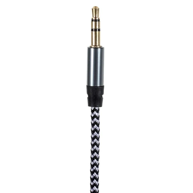 Nylon Woven de 3.5 mm Macho a Masculino Audio Audio Aux Conexión Cable de Conexión de Cable - Negro