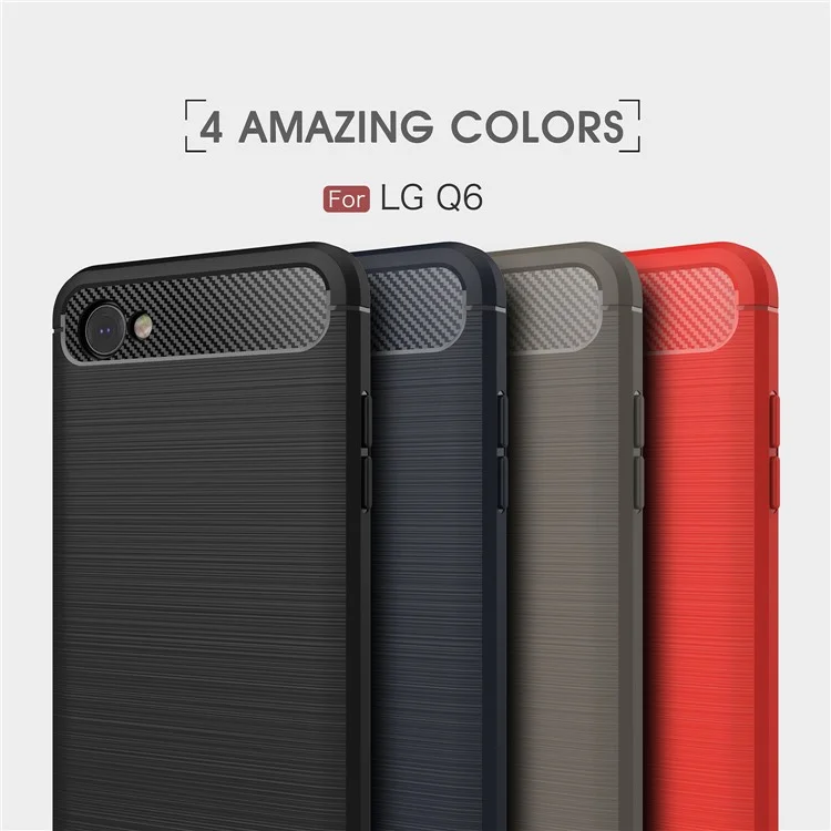 Carbon Fiber Texture Brushed TPU Mobile Casing for LG Q6 M700N (EU Version) / Q6 Plus - Black