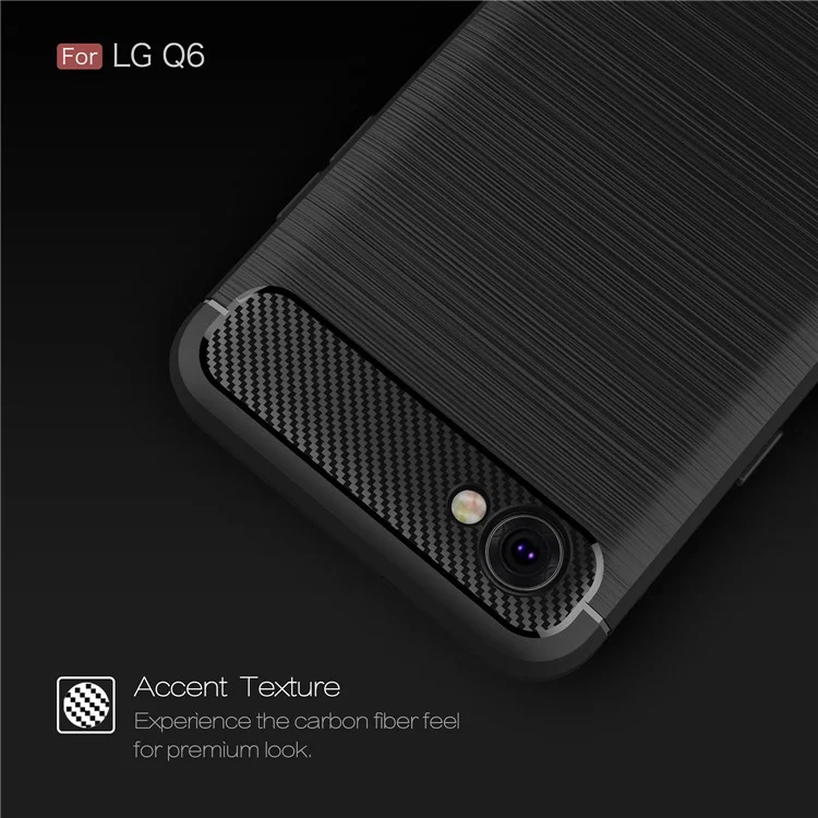 Carbon Fiber Texture Brushed TPU Mobile Casing for LG Q6 M700N (EU Version) / Q6 Plus - Black