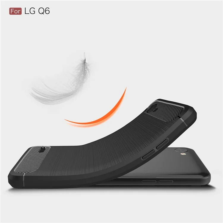Carbon Fiber Texture Brushed TPU Mobile Casing for LG Q6 M700N (EU Version) / Q6 Plus - Black