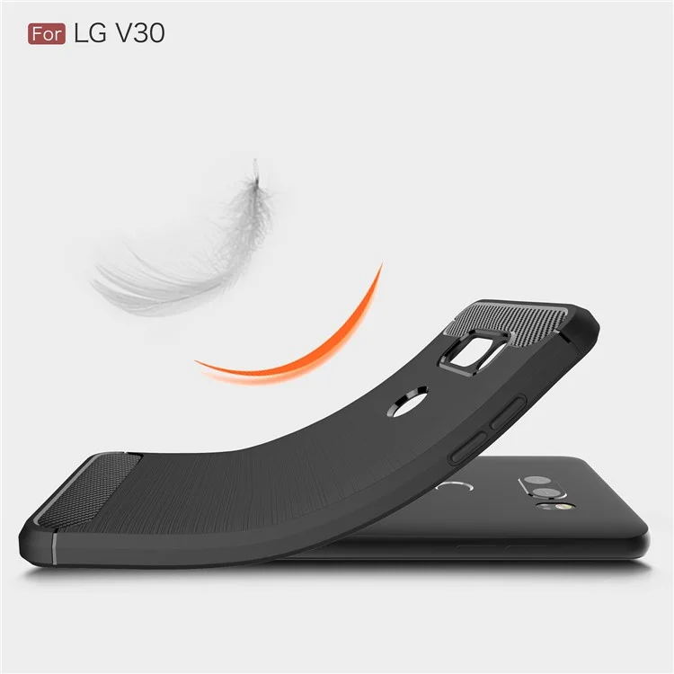 Skid Resistance Carbon Fiber Texture Brushed TPU Protective Cell Phone Case for LG V30 - Black