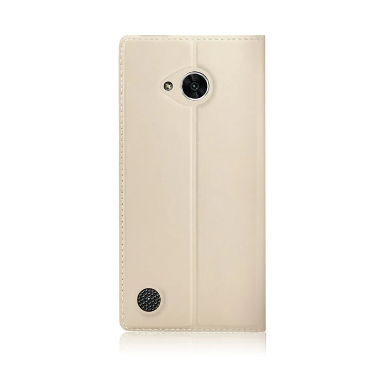 PU Leather Stand Auto Wake & Sleep Card Holder Phone Case Shell for LG X Power 2 - Gold