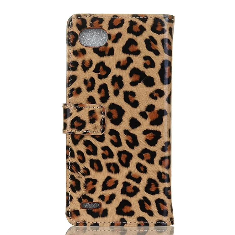 For LG Q6 M700N (EU Version) / Q6 Plus Glossy Leopard Wallet Leather Case Cover with Stand