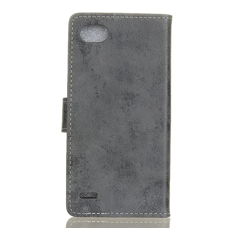 Vintage Style Wallet Leather Cell Phone Casing for LG Q6 M700N (EU Version) / Q6 Plus - Grey