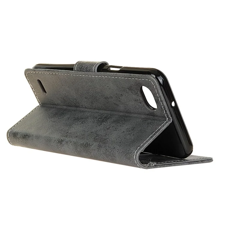 Vintage Style Wallet Leather Cell Phone Casing for LG Q6 M700N (EU Version) / Q6 Plus - Grey
