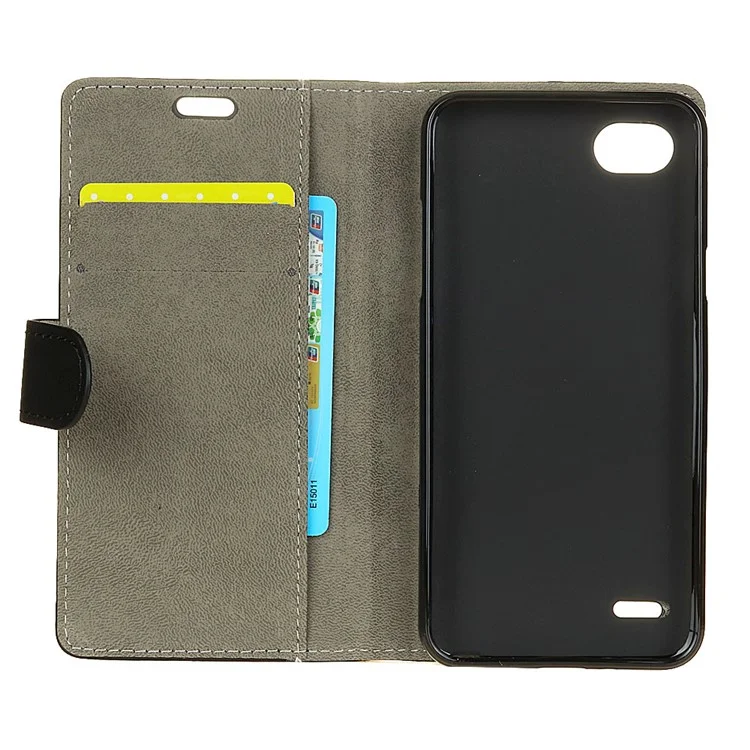 Wallet Leather Stand Phone Cover for LG Q6 M700N (EU Version) / Q6 Plus - Black