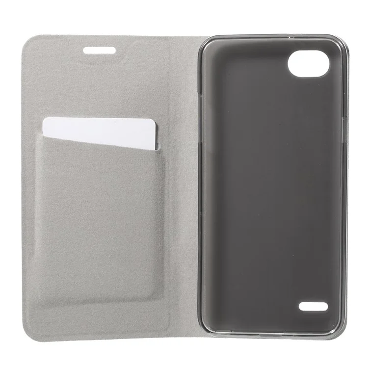 Cross Pattern Leather Card Holder Phone Case (Built-in Steel Sheet) for LG Q6 M700N (EU Version)/Q6 Plus - Black