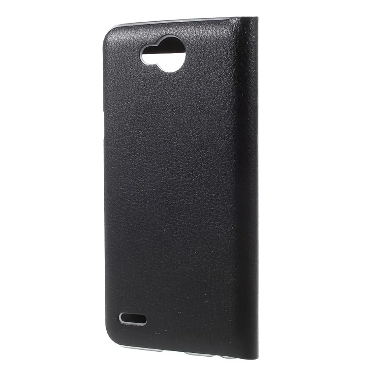 Smart View Window Leather Mobile Case for LG X power2 - Black