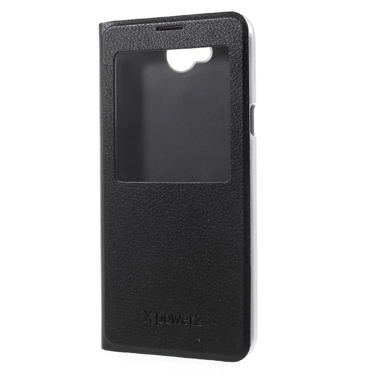 Smart View Window Leather Mobile Case for LG X power2 - Black