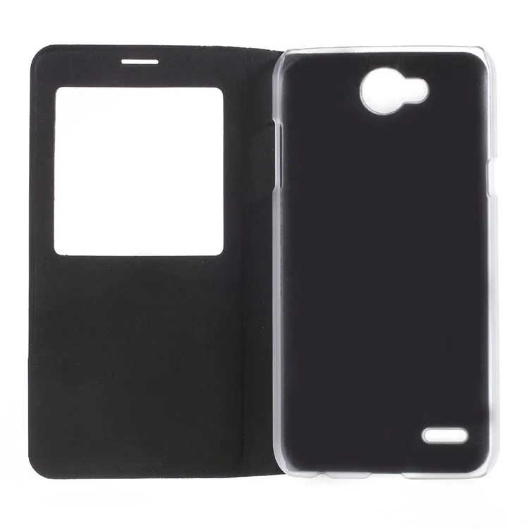Smart View Window Leather Mobile Case for LG X power2 - Black