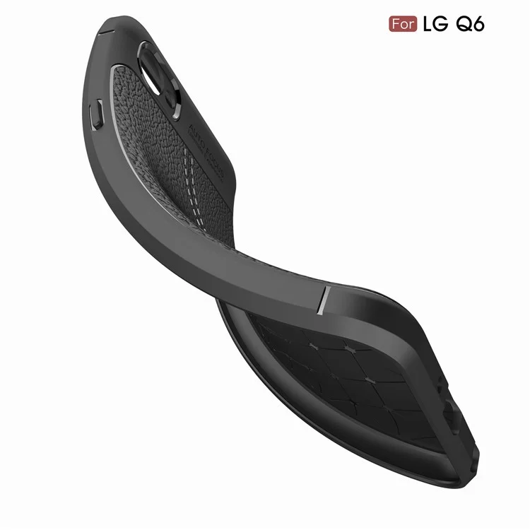 Litchi Grain Soft TPU Case Cover for LG Q6 M700N (EU Version) / Q6 Plus - Black