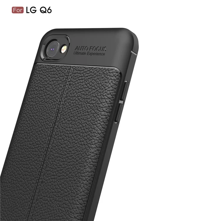 Litchi Grain Soft TPU Case Cover for LG Q6 M700N (EU Version) / Q6 Plus - Black
