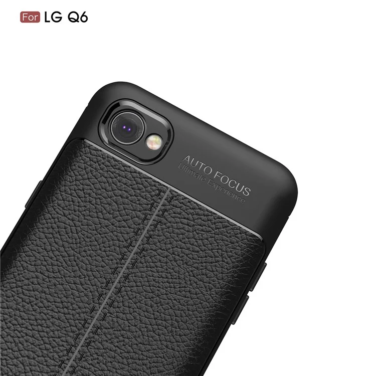 Litchi Grain Soft TPU Case Cover for LG Q6 M700N (EU Version) / Q6 Plus - Black