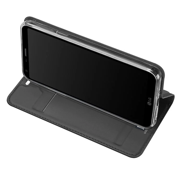DUX DUCIS Skin Pro Series Card Slot Stand Leather Case for LG Q6 M700N (EU Version) / Q6 Plus - Grey
