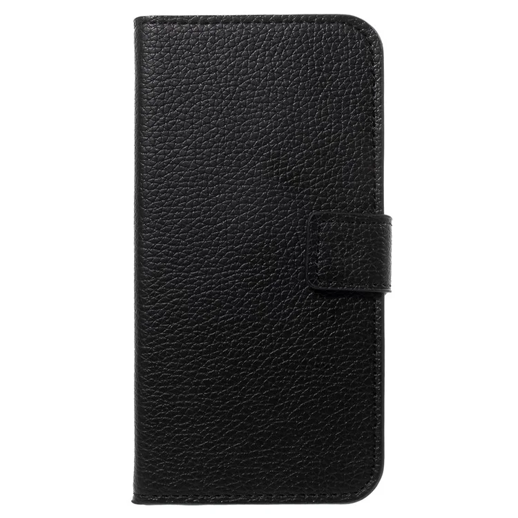 Litchi Grain PU Leather Stand Wallet Phone Case for LG Q6 M700N (EU Version) / Q6 Plus - Black